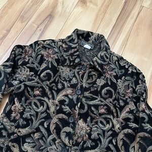 VTG Carol Anderson Jacket Women's Sz M Tapestry Carpet Floral 90s Brocade USA